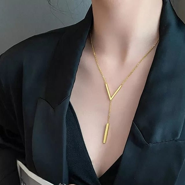 V shape  Necklace  for women Material :- Alloy zincColors :- Silver and Gold
