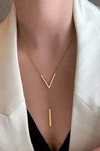 V shape  Necklace  for women Material :- Alloy zincColors :- Silver and Gold