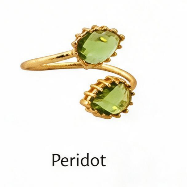 Double Gemstone Pear Shape Adjustable Ring