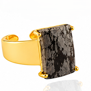 Rectangle Gemstone Wide Band Rings