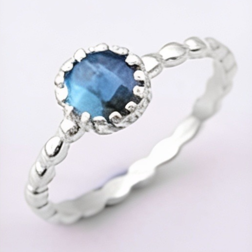 Round Gemstone Sterling Silver Ring