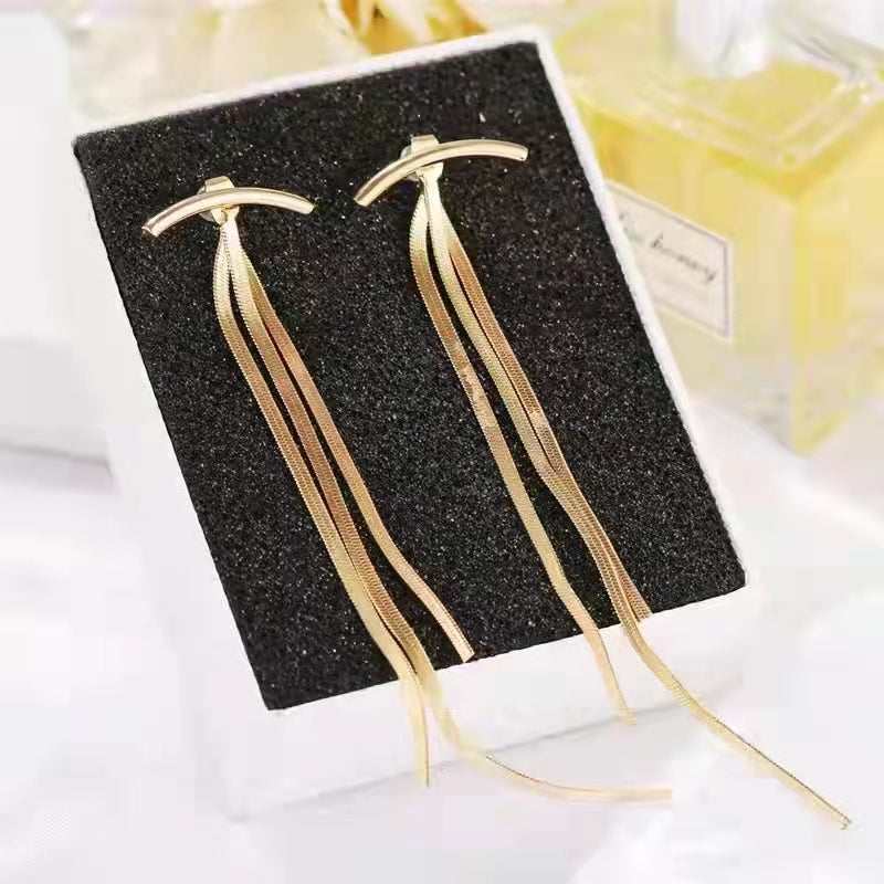 Long tassel party wear Korean Earrings