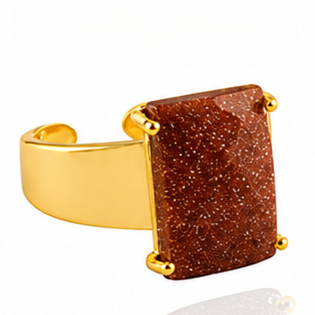 Rectangle Gemstone Wide Band Rings