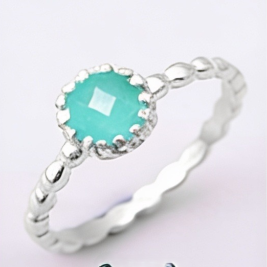 Round Gemstone Sterling Silver Ring