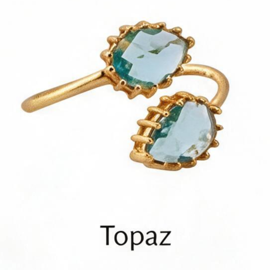 Double Gemstone Pear Shape Adjustable Ring