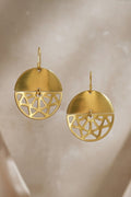18K Gold Plated Brass Half-Moon Cutout Drop Earrings