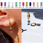 Baguette Birthstone Dangle Earrings