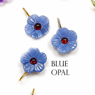 Gemstone Carved Flower Double Stone Pendant