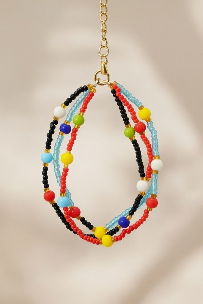 Multicoloured Glass Seed Bead Multi-Strand Bracelet Necklace