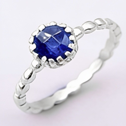 Round Gemstone Sterling Silver Ring