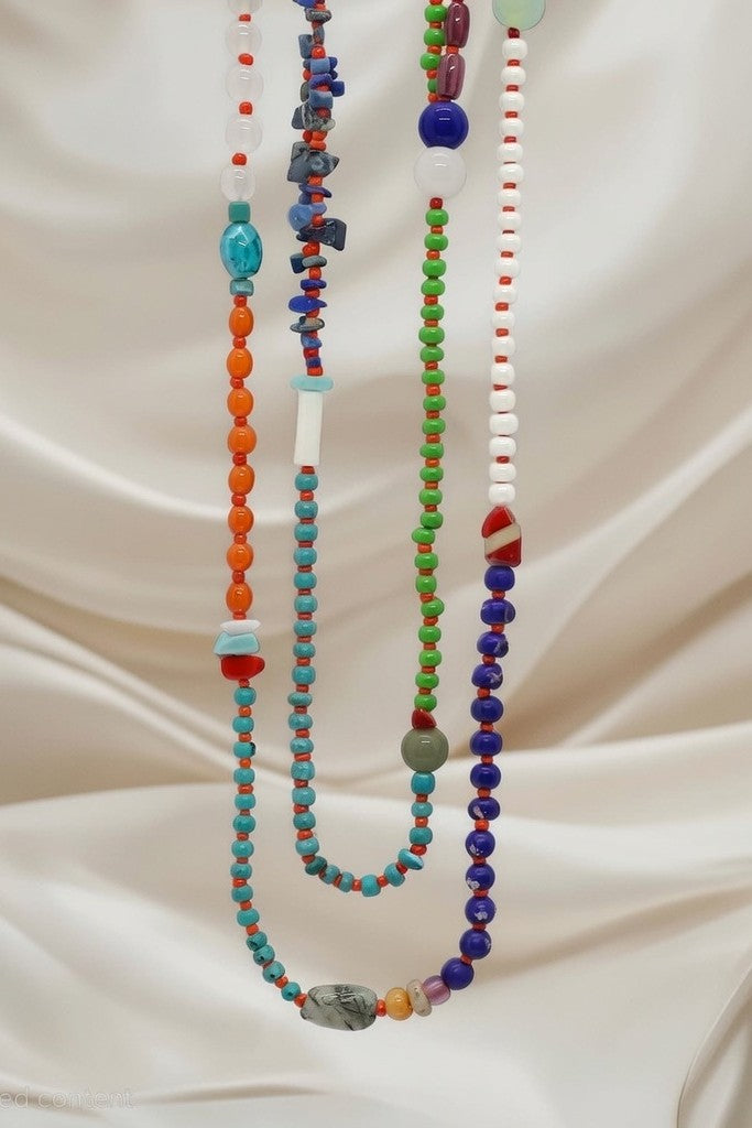 Multi-Gemstone Long Beaded Necklace