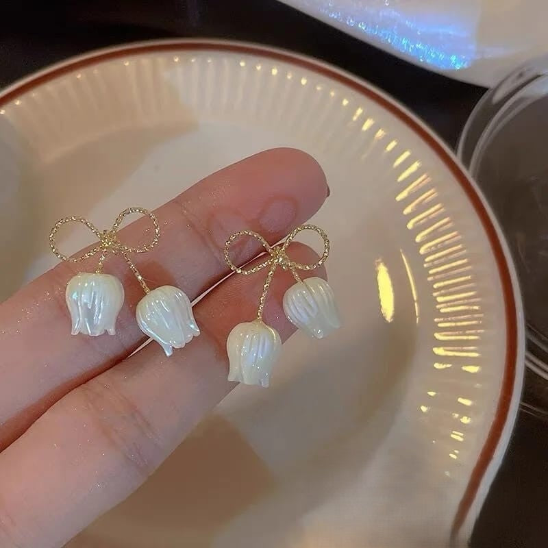 Flower ear studs for women