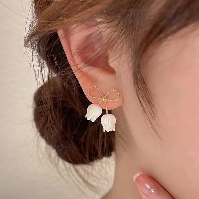 Flower ear studs for women