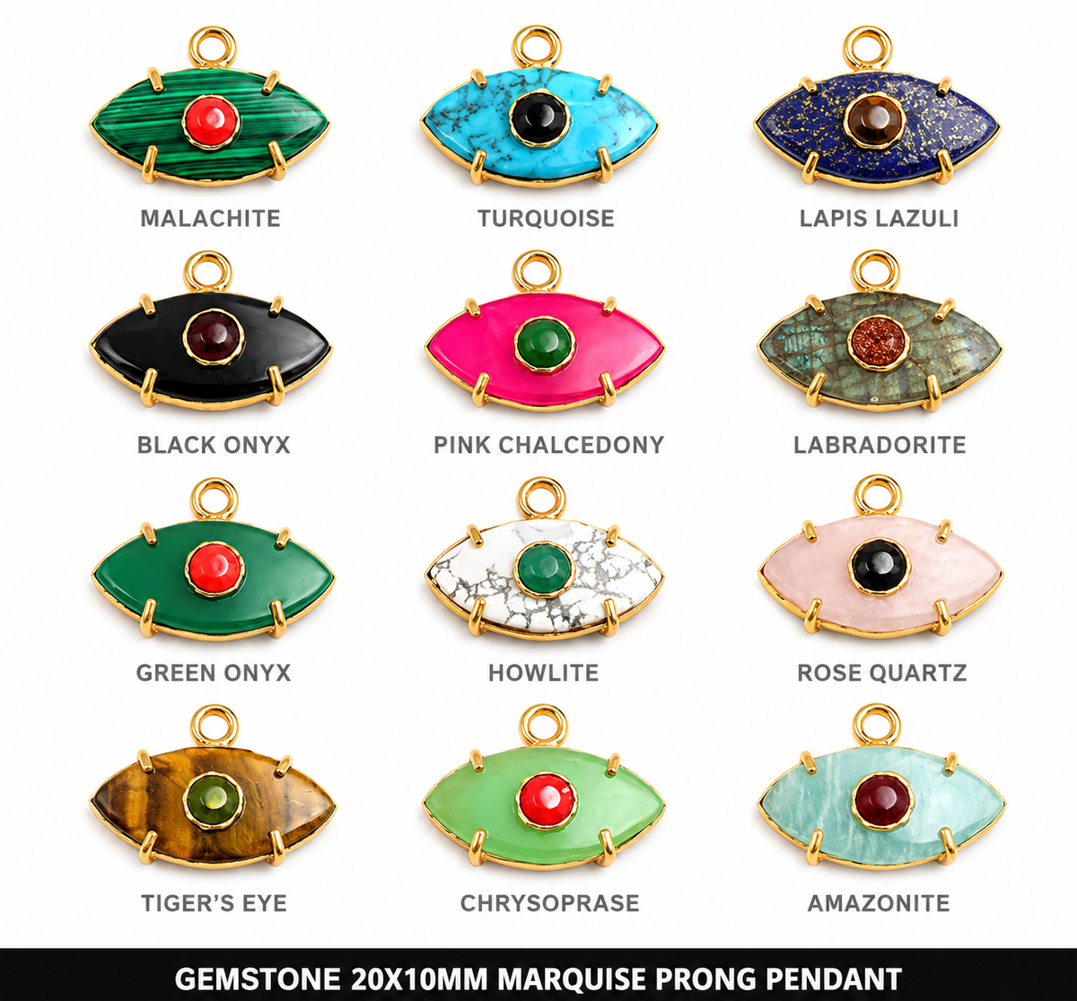 GEMSTONE 20X10MM MARQUISE PRONG PENDANT