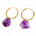 Raw Gemstone Hoop Earrings