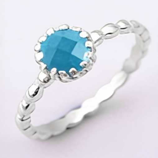 Round Gemstone Sterling Silver Ring
