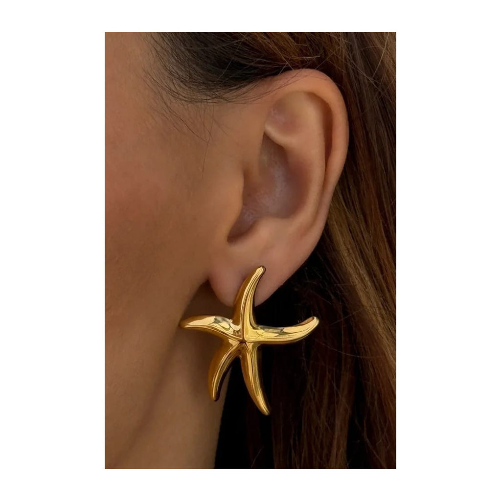 Stainless steel star fish design with 18 k gold platingAnti tarnish and Anti allergic jewellery