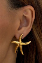 Stainless steel star fish design with 18 k gold platingAnti tarnish and Anti allergic jewellery