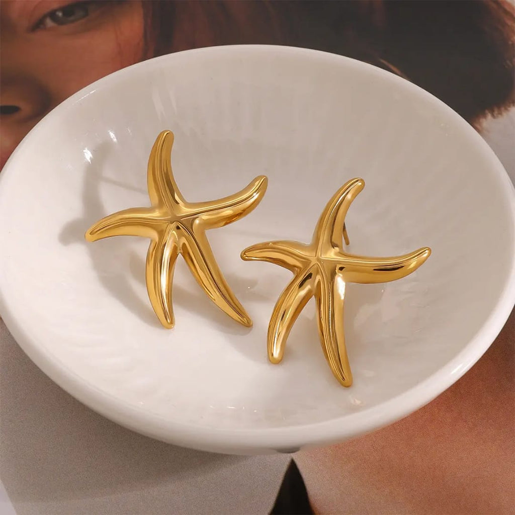 Stainless steel star fish design with 18 k gold platingAnti tarnish and Anti allergic jewellery