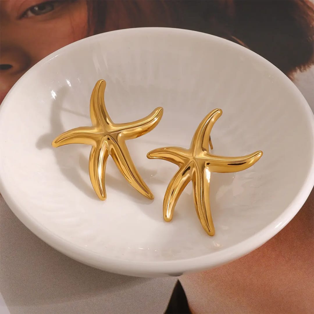 Stainless steel star fish design with 18 k gold platingAnti tarnish and Anti allergic jewellery