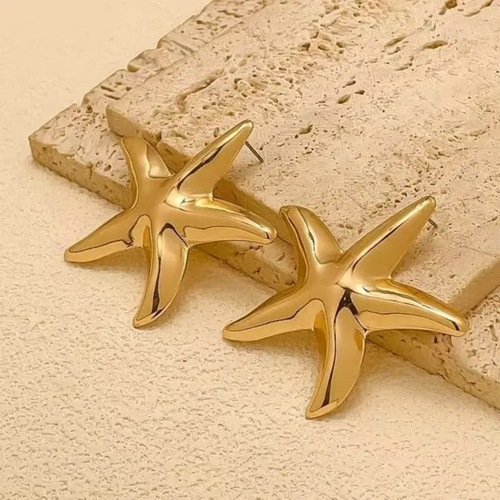 Stainless steel star fish design with 18 k gold platingAnti tarnish and Anti allergic jewellery