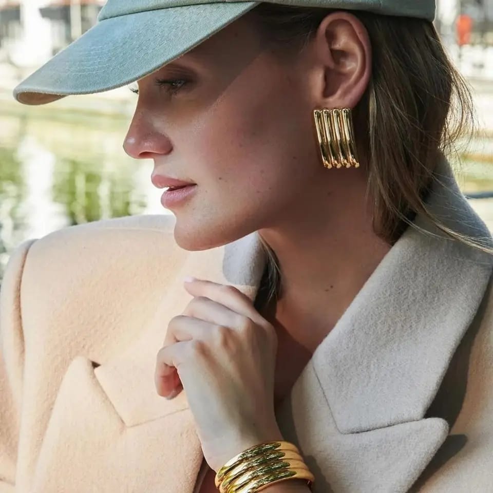 Stainless steel jewellery with 18 k gold plating Fully anti tarnish earrings