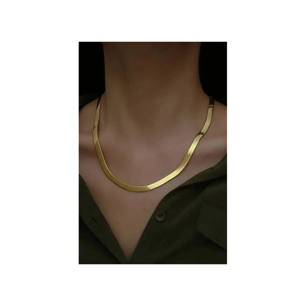 Stainless steel, Snake chain for women 18 k gold plated Colour:- GoldAnti tarnish necklace