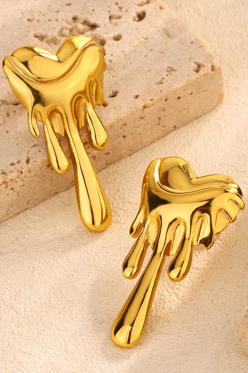 Stainless steel long heart Earrings Colour:- GoldAnti tarnish and Anti Allergic 18 k gold plated