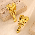 Stainless steel long heart Earrings Colour:- GoldAnti tarnish and Anti Allergic 18 k gold plated