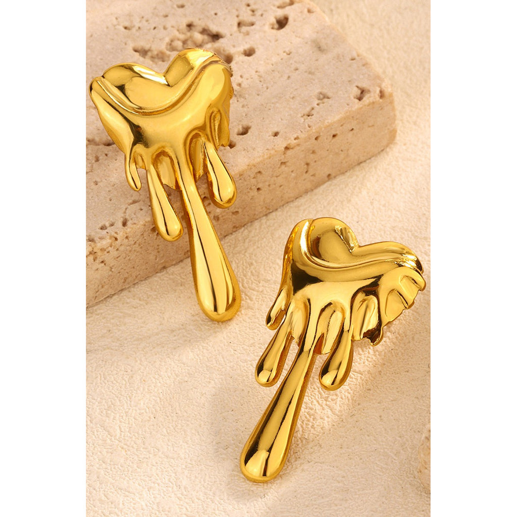 Stainless steel long heart Earrings Colour:- GoldAnti tarnish and Anti Allergic 18 k gold plated