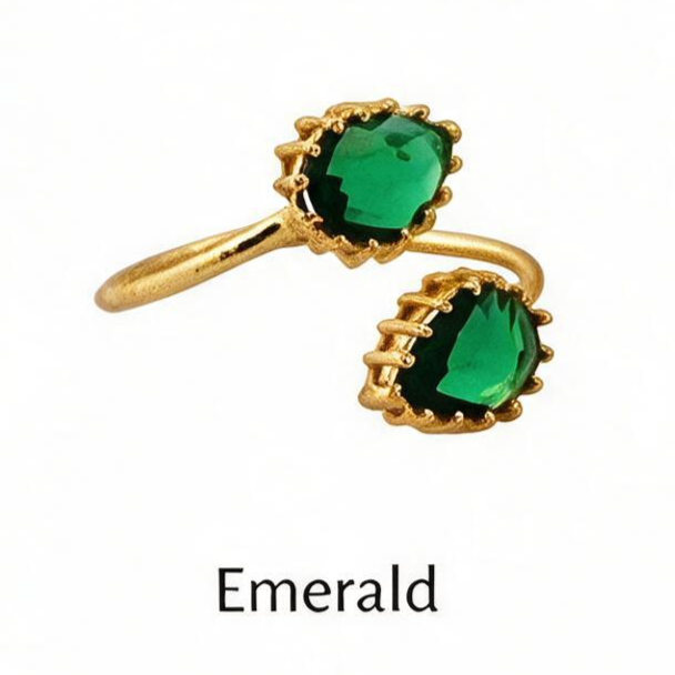 Double Gemstone Pear Shape Adjustable Ring