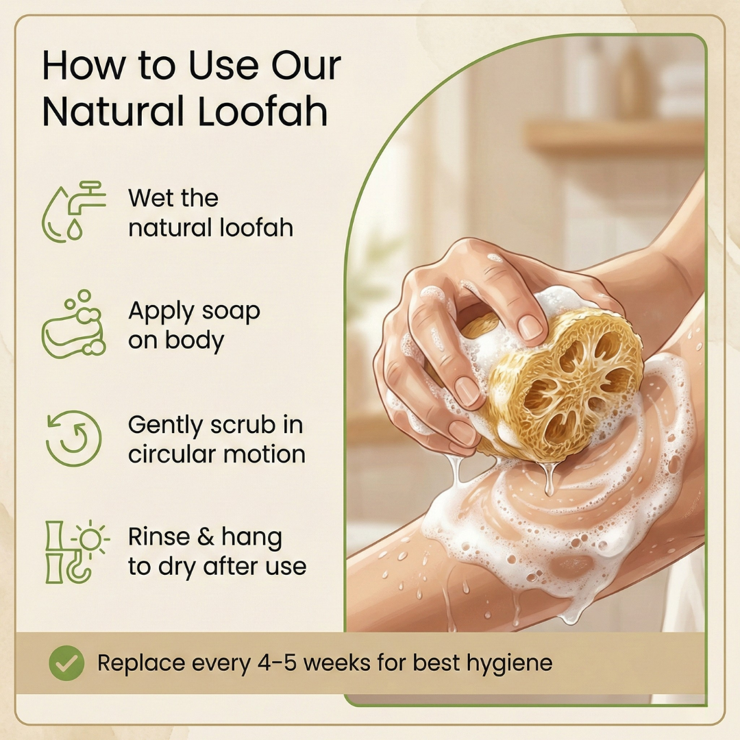 Natural Loofah Bath Combo – Dual Scrub Set for Full Body Exfoliation