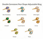 Double Gemstone Pear Shape Adjustable Ring
