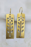 18K Gold Plated Brass Floral Cutout Drop Earrings