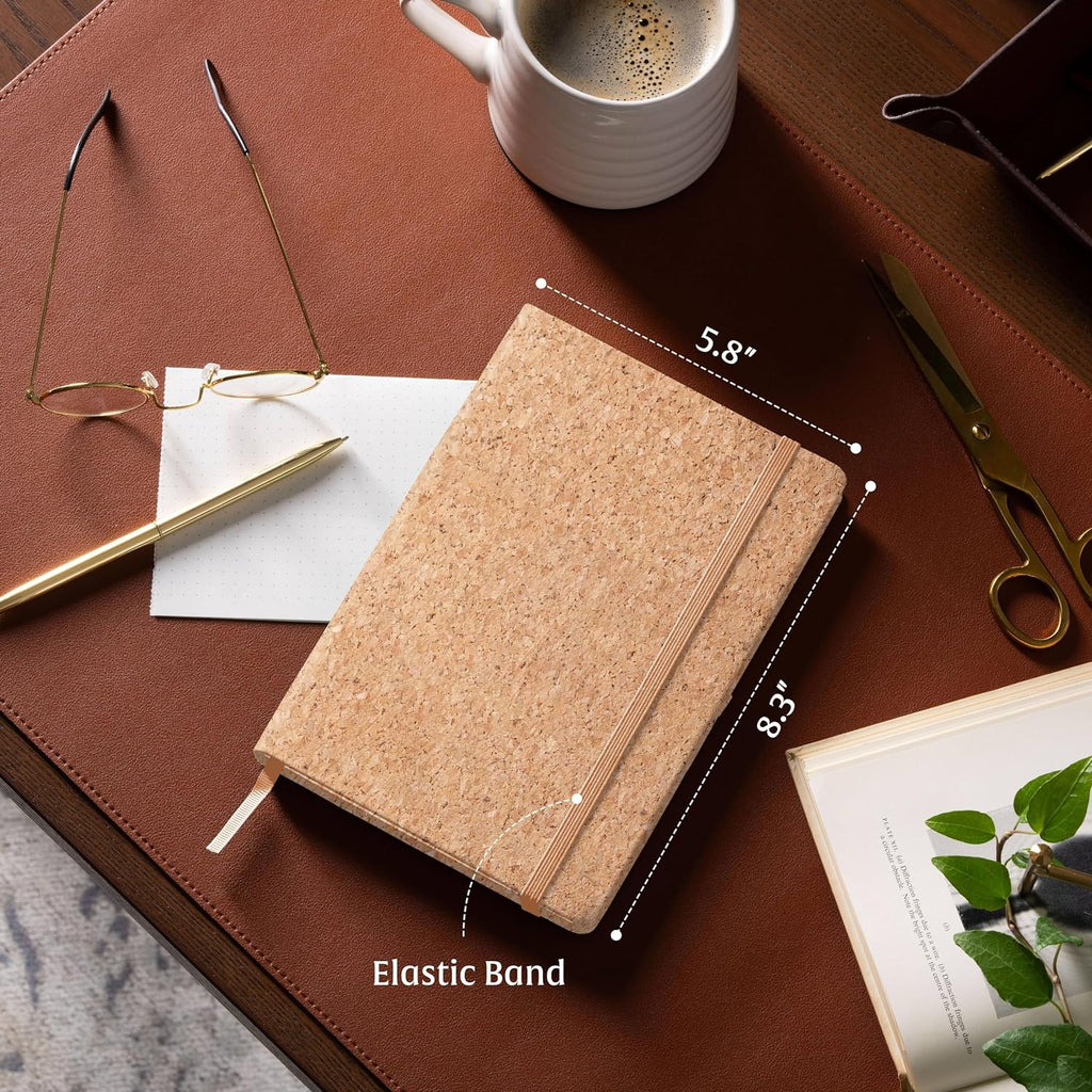 Eco-Friendly Cork Diary – A5 Hardbound Journal with 160 Pages (90 GSM) | Natural Cork Cover, Pen Holder, Elastic Closure & Bookmark | Sustainable Notebook for Work, Study & Gifting