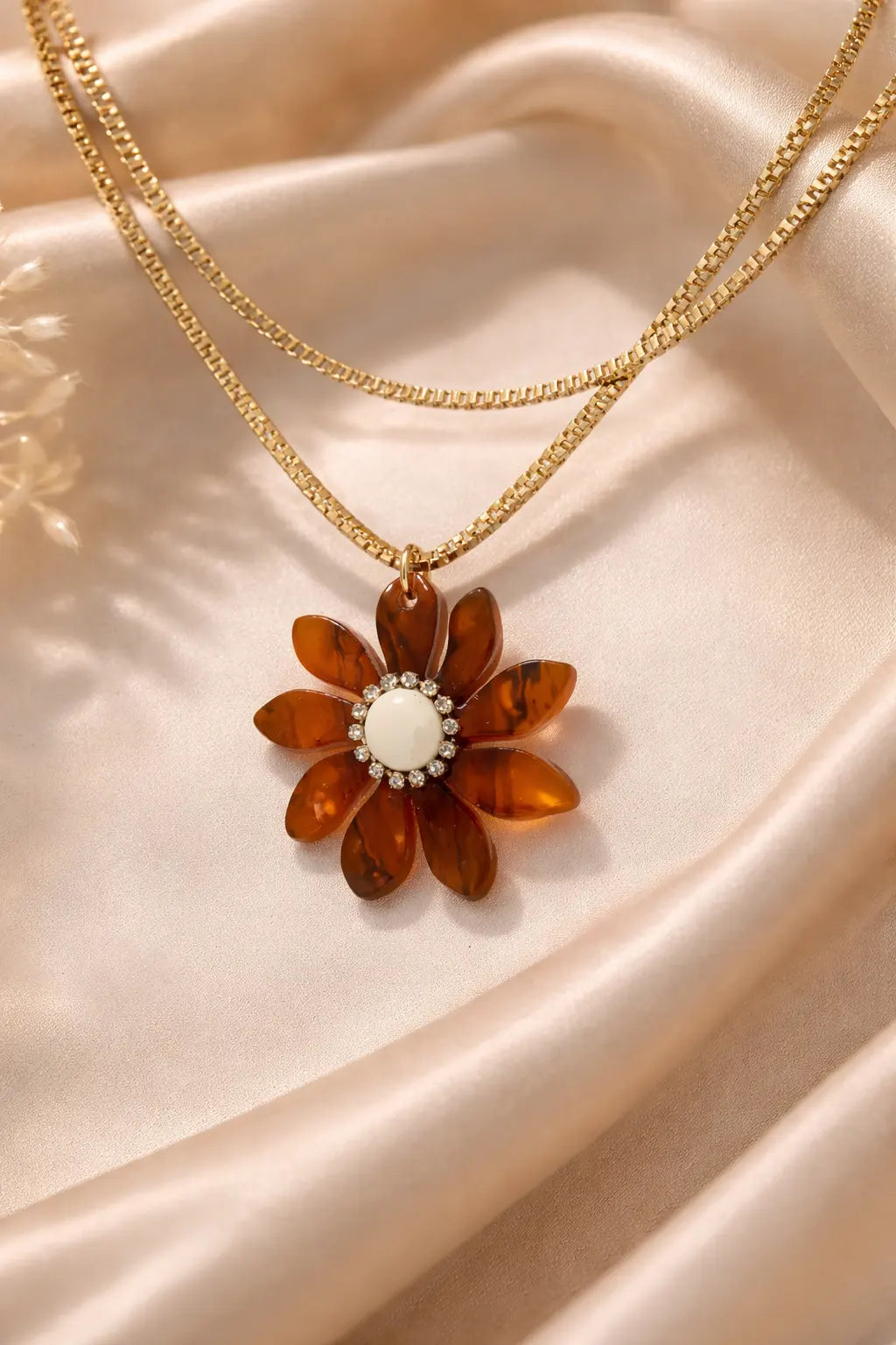 Amber Bloom Pendant Necklace