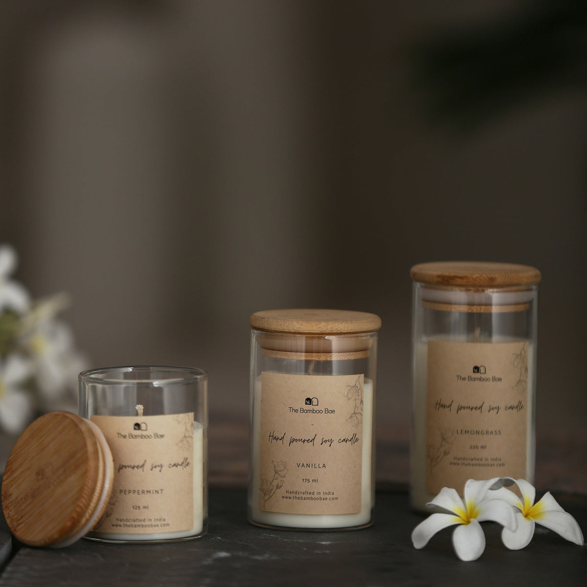 Eco Friendly Corporate Gifts – Bamboo Lid Jar Soy Candles Set – The Bamboo Bae