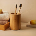 Bamboo Toothbrush Holder Stand – Multipurpose Round Stand - The Bamboo Bae