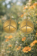 Celestial Perforated Gold Disc Earrings