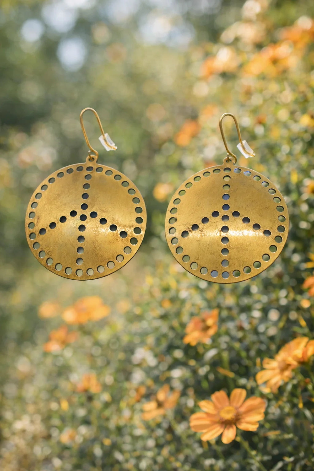 Celestial Perforated Gold Disc Earrings