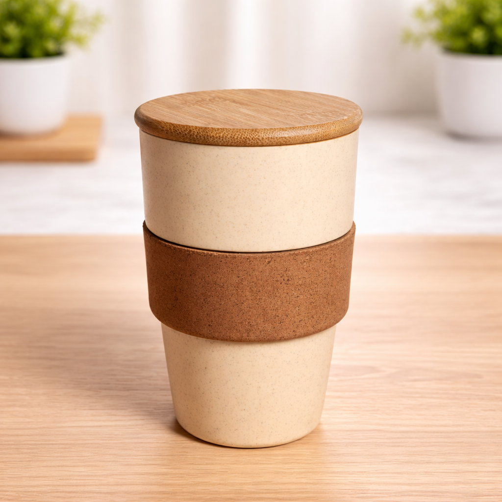 Reusable Wheat Straw Mug – Eco-Friendly Travel Cup with Lid