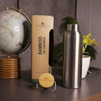 Bamboo Lid Thermos Bottle – Double Wall 304 Stainless Steel - The Bamboo Bae