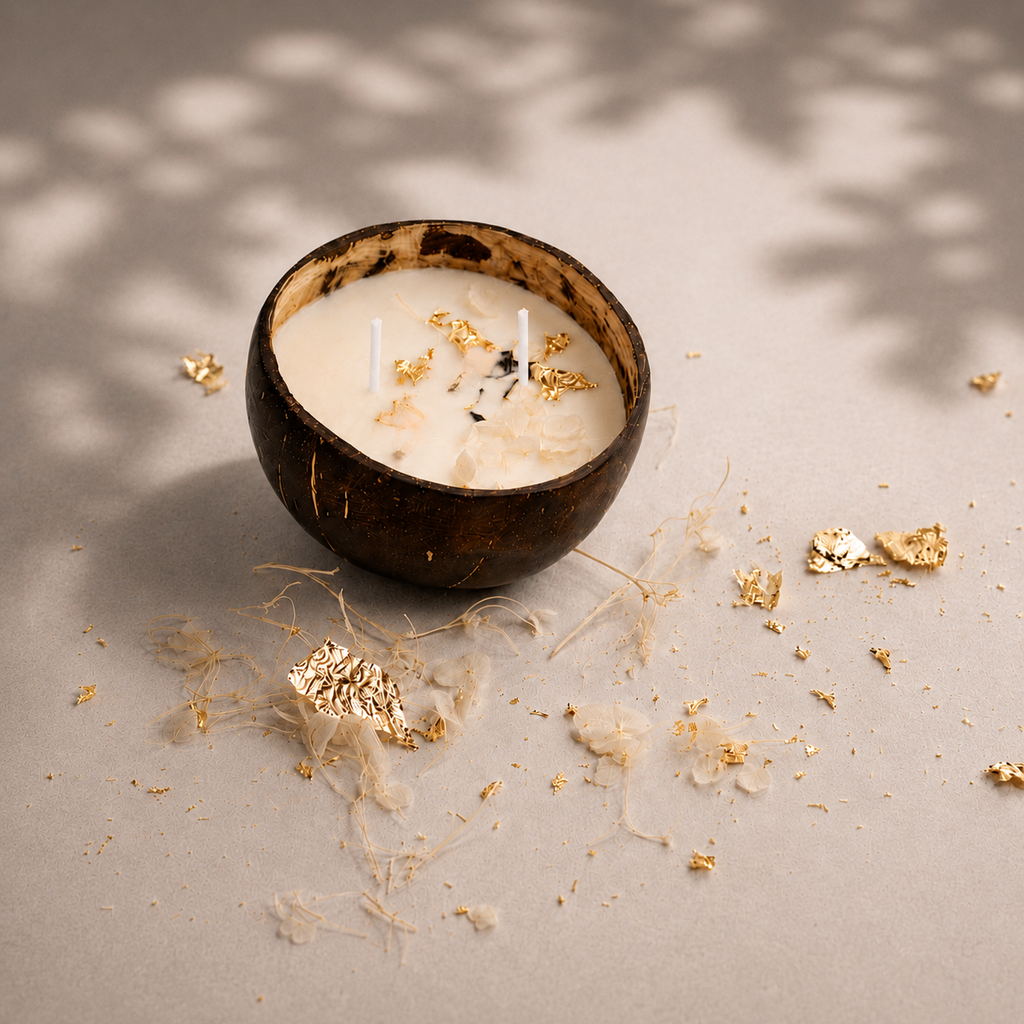 Handcrafted Coconut Shell Soy Wax Candle