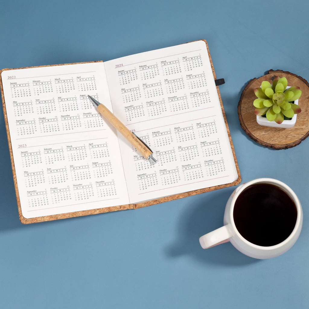 Eco-Friendly Cork Diary – A5 Hardbound Journal with 160 Pages (90 GSM) | Natural Cork Cover, Pen Holder, Elastic Closure & Bookmark | Sustainable Notebook for Work, Study & Gifting
