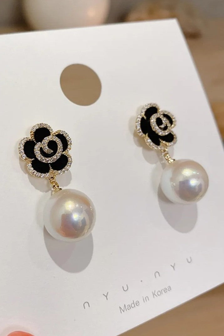 Black rose earrings Latest Korean design