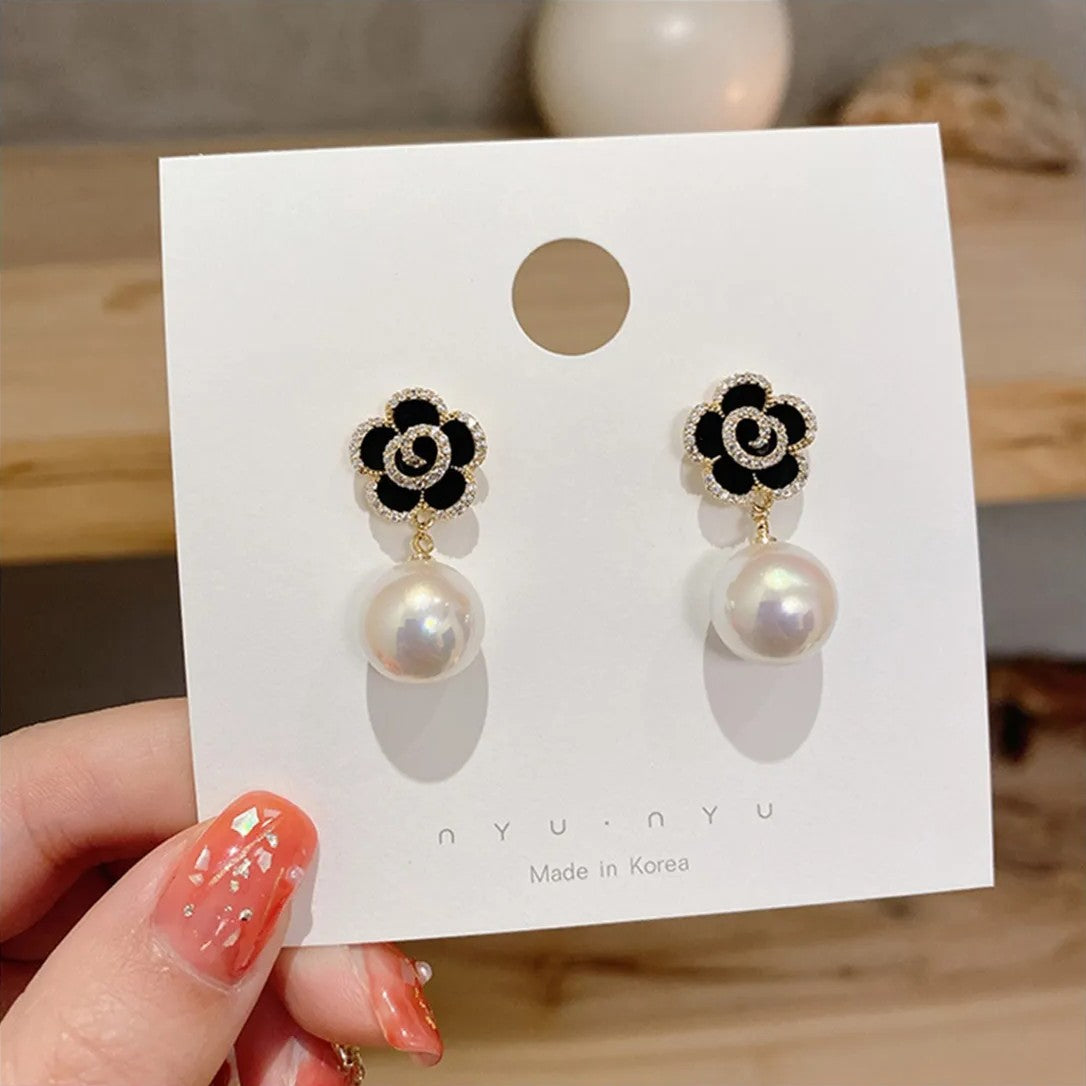 Black rose earrings Latest Korean design