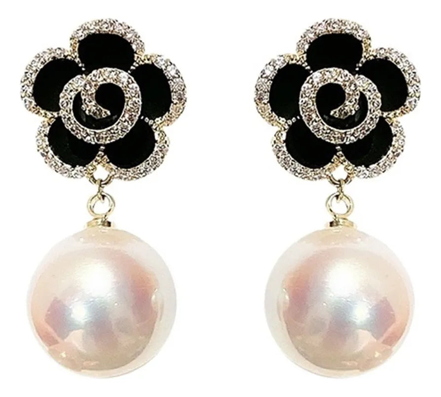 Black rose earrings Latest Korean design