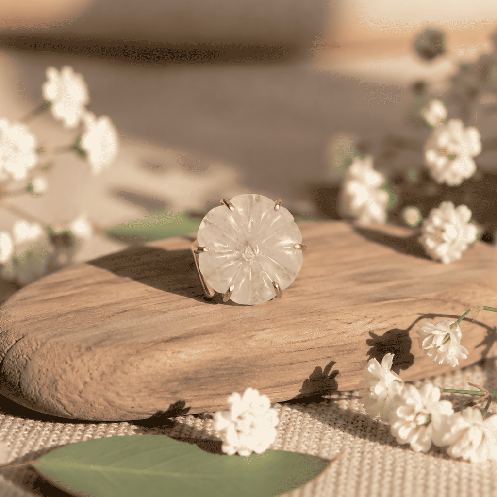 Moonstone Flower Ring