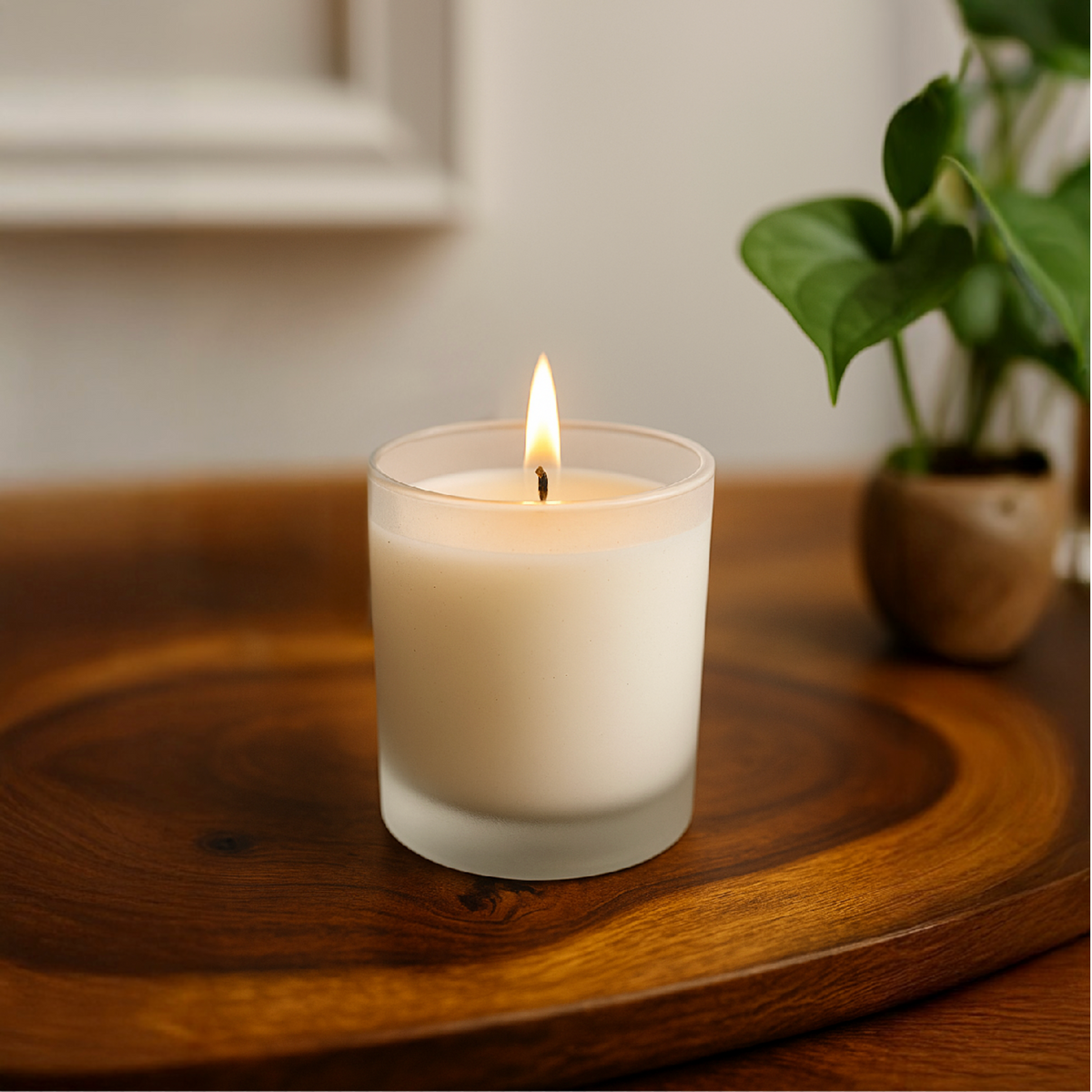 Eco Friendly Gifting – Pure Essence Frosted Glass Candle – The Bamboo Bae
