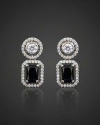 Black Emerald-Cut Concentric Earrings